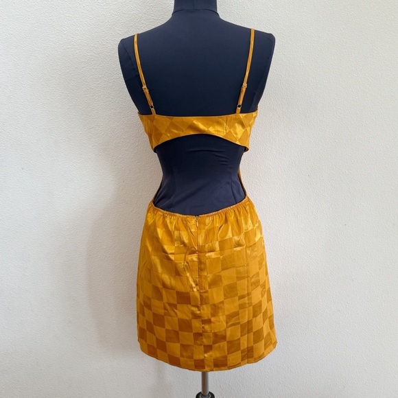 12th Tribe Ava Poppy Checkered Mini Dress in Deep Golden Poppy Size Small - Picture 6 of 7